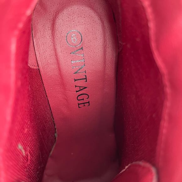 Vintage Brand Dark Red Faux Leather Platform High Heel Ankle Boots Size 6 - Picture 5 of 16